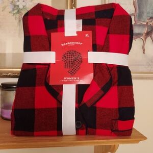 NWT Wondershop Red Buffalo Check Flannel Pajama Set Women's XL